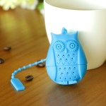 Tea filter, infuser, owl form, blue color